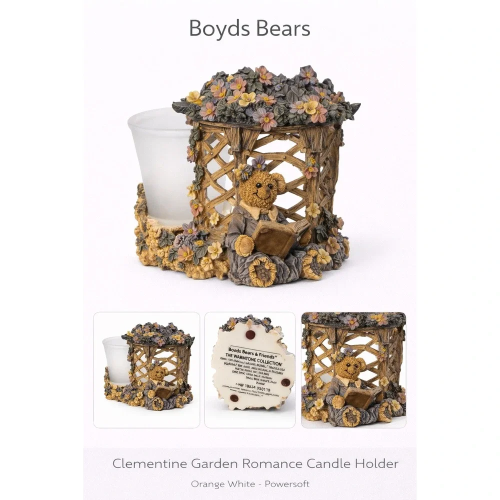 Boyds‎ Bears Clementine Garden Romance Votive Candle Holder 27757 Warmtone Resin